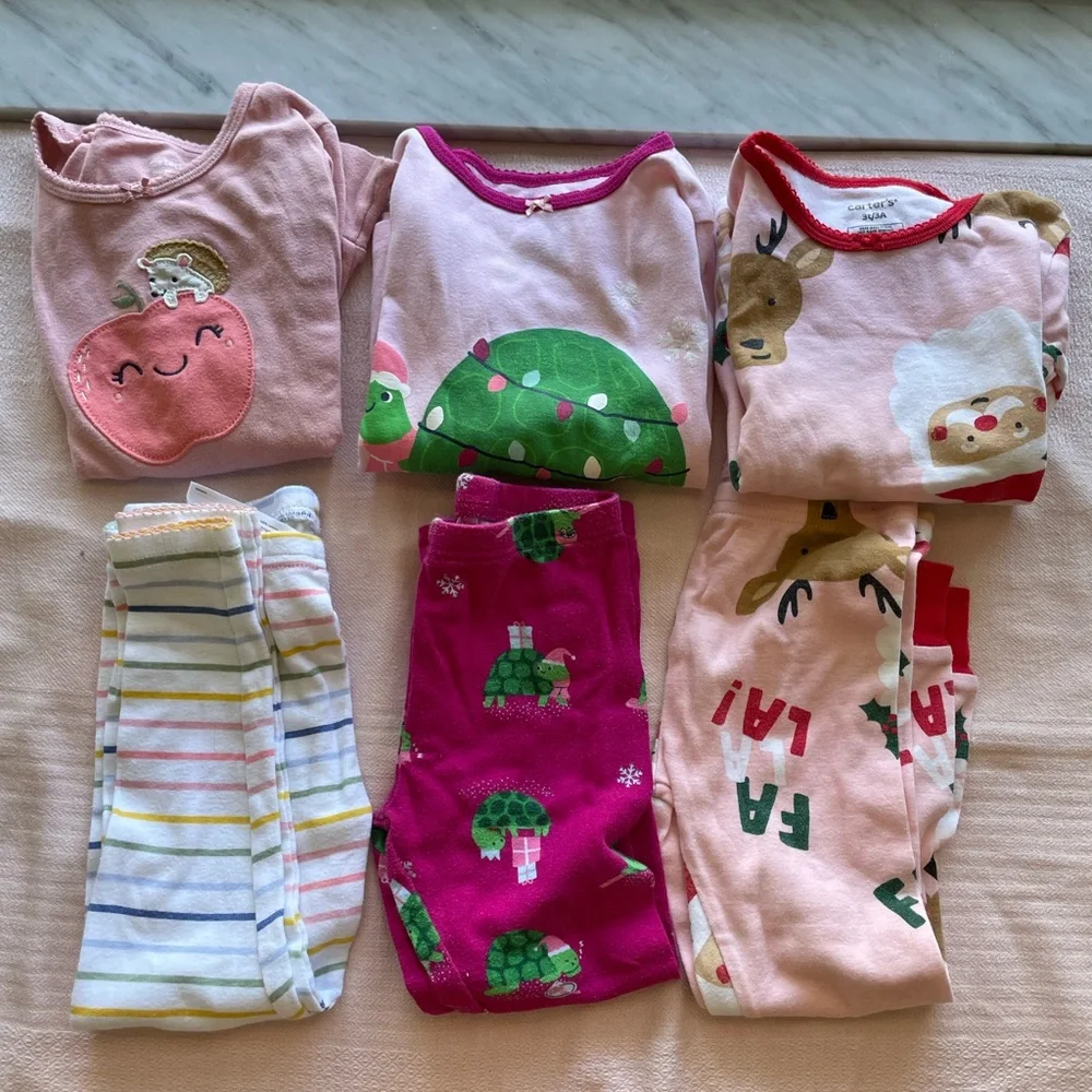 Carters kids set of 3 pajamas sets - holiday Christmas themed